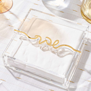 Porte-serviettes épais en Lucite, organisateur de mouchoirs en acrylique transparent, support de table de luxe avec poids <span class=keywords><strong>d</strong></span>écoupé - Product Image 6