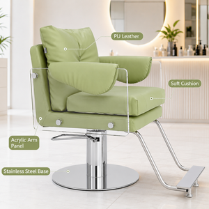 Barber Shop Beauty SalonProfessional Styling <b>Chairs</b> PU <b>Leather</b> Acrylic with Footrest Barber <b>Chair</b> for Barbershop - Product Image 5
