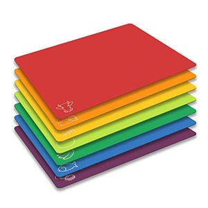 Juego de Tablas de Cortar de Plástico Flexible de Grado Alimenticio, 6 Piezas, Tabla de Picar con Código de Color y Iconos de Alimentos, Antideslizante, Libre de BPA, Utensilios de Cocina - Product Image 1