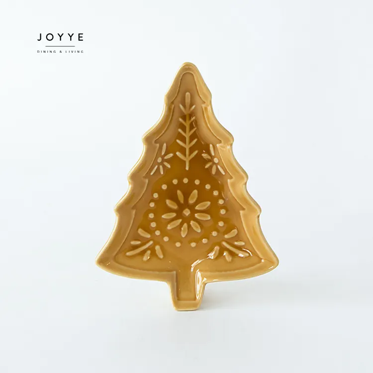 JOYE 크리스마스 테이블 세트 장식 접시 그릇 북유럽 나무 모양 세라믹 작은 담그기 접시