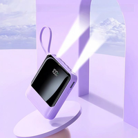 Mini Power Bank 10000mAh à prix compétitif avec lumière LED, charge rapide portable, câbles intégrés, chargeur