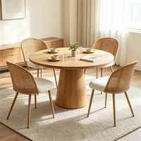 Chaise de salle à manger en rotin tressé style bohème avec coussin rembourré confortable, chaise d'appoint pour cuisine et restaurant