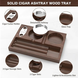 Wooden Ashtray European Table Cigar Tray Multi-functional Home Decoration Whiskey Glass Holder Ashtray Decoration <b>Plate</b> - Product Image 4