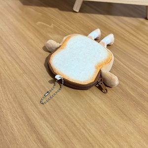 Nieuwe Creatieve Toast Brood Pluche Portemonnee Mode Kawaii Mini Key Card Oortelefoon Opslag Portemonnee Cartoon Tassen Hanger - Product Image 4