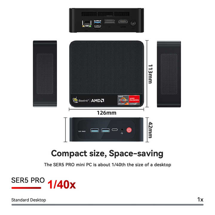Beelink SER5 PRO AMD 5800H 32GB 500GBミニPCが11DPHDサポートSATASSD 