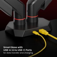 LDT114-KP04 Dudukan Monitor Gaming Ganda Tugas Berat 12kg untuk Meja, VESA Mount untuk Layar Lengkung 17 - 35 Inci dengan Hub USB untuk Bermain Game