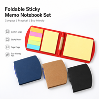 Ensemble de blocs-notes adhésifs pliables écologiques avec logo personnalisé, stylo, bloc-notes en papier kraft, marque-pages pour cadeau promotionnel en gros