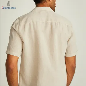 Giantextile प्रतिस्पर्धी मूल्य पुरुषों की शर्ट सनी बीसीआई कपास लघु आस्तीन ठोस छुट्टी के लिए हवाई कॉलर आकस्मिक शर्ट