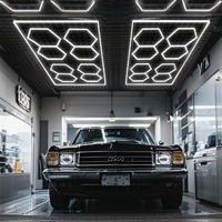 Kit de lampes LED hexagonales pour garage en gros, atelier, 8 grilles, matériau PC, AC85V-265V, 568W, haut lumen, IP55, 6500K, CRI80