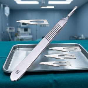 Manche de scalpel chirurgical avec lames en acier inoxydable pour la chirurgie générale, certifié CE, classe I, ensemble d'instruments manuels - Product Image 3