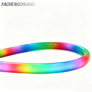 Tube <span class=keywords><strong>LED</strong></span> néon <span class=keywords><strong>circulaire</strong></span> flexible en silicone noir 24V D22 360 degrés, RVBIC, couleurs de rêve, pixels adressables, bande lumineuse à diodes - Product Image 6