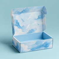 Cajas de Envío Corrugadas Impresas Personalizadas al por Mayor con Diseño Interior de Nubes y Pájaros para Regalos de Belleza, Empaque de Marca