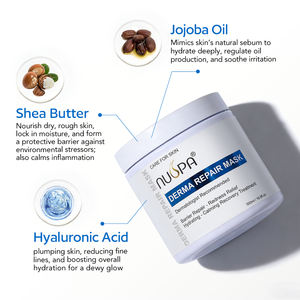 Masque facial hydratant et réparateur en crème, à base de beurre de karité naturel et d'huile de jojoba, 500 ml, vente en gros sous marque privée - Product Image 3