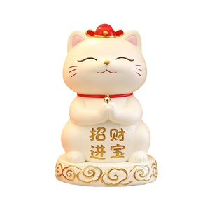 Figura Decorativa Personalizada de Gato de la Suerte - Base con Nube y Sombrero Rojo, Decoración Feng Shui con Motivo 'Atrae la Riqueza', Regalo Ideal para Amantes de los Gatos - Product Image 1