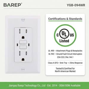 Presa GFCI BAREP Certificata cULus 15A WR <span class=keywords><strong>TR</strong></span> con Doppio LED per Autotest, Standard USA, per Cucina, Bagno, Esterni e Ambienti Umidi - Product Image 4