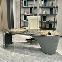 Table d'ordinateur de luxe haut de gamme meubles de bureau à domicile design moderne italien dessus en marbre bureau à domicile