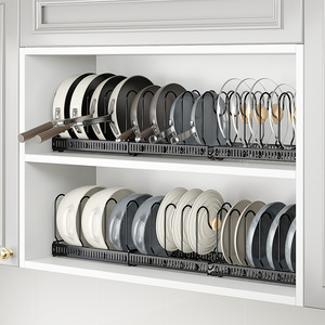 Maple Joy Cabinet Organizer Adjustable Extendable Storage <b>Rack</b> For Cookware Pot Lid <b>Dish</b> Holder Modern Kitchen Cabinet Organizer - Product Image 1