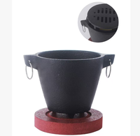 Mini-gril Hibachi en fonte pour intérieur, idéal pour les S'mores et les apéritifs, mini-rôtissoire portable Hibachi avec base en bois
