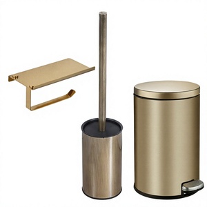 Juego de Bote de Basura de Acero Inoxidable con Pedal + Escobilla para Inodoro + <span class=keywords><strong>Portarrollos</strong></span> de Papel para Baño de Hotel, Aseo y Uso Doméstico - Product Image 1