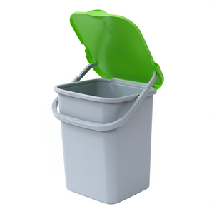 Poubelle de recyclage 18 L avec couvercle vert et poignée pour le stockage des déchets de cuisine - Product Image 3