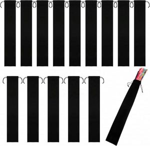 Large European Style Flower Velvet Folding Hand Fan Bag Drawstring 14.57x2.76 Black Fabric Sleeve <b>Protector</b> Gift Wrap Bags - Product Image 1