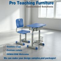 Ensemble de bureau et chaise d'école réglables à colonne unique, table d'étude avec boîte à livres et panier métallique, mobilier moderne pour salle de classe pour enfants