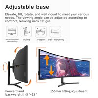 Pantalla HVA de 49 Pulgadas para Juegos de PC, 165hz, Pantalla LED Ultra Ancha de 49 Pulgadas para Computadora