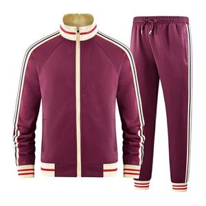 Ensemble de survêtements classiques décontractés pour hommes, veste et pantalon à manches longues avec fermeture éclair intégrale, tenue 2 pièces - Product Image 5