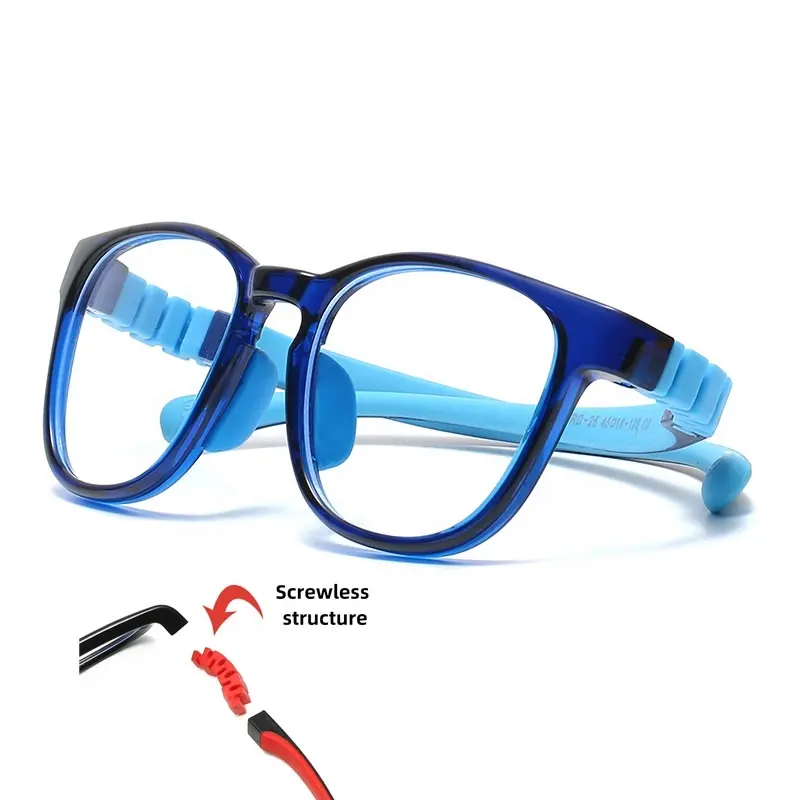 फैक्टरी थोक मूल्य नए डिजाइन स्क्रूलेस नरम सिलिकॉन आंखों के चश्मे बच्चों के लिए एंटी ब्लू लाइट रेडिएशन ग्लास