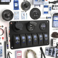 Panel Saklar Rocker 6 Gang LED Tahan Air IP65 YUCHENG, Soket Daya, Voltmeter Digital, Pengisi Daya Soket USB Ganda untuk Motorhome