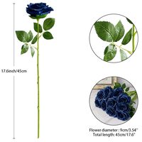 Bouquets de feuilles artificielles en soie bleu marine faits à la main, longue durée, pour arrangements de mariage, bouquets de mariée