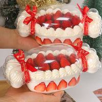 Boîtes d'emballage en plastique en forme de nœud de Noël en gros avec couvercle pour mousse, dessert, bonbons, décoration de Noël et de fête