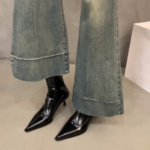 Nouvelles Bottines à Talons Hauts Pointus pour Femmes 2024, Style Français, Doublure Fine en Polaire, Idéales Printemps, Automne, Hiver - Product Image 2