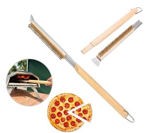 Brosse à pizza en acier inoxydable <span class=keywords><strong>pour</strong></span> le nettoyage du <span class=keywords><strong>four</strong></span> en <span class=keywords><strong>pierre</strong></span> extérieur Brosse à barbecue avec poils efficaces <span class=keywords><strong>pour</strong></span> outils à pizza - Product Image 1