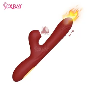 SEXBAY factory new design A point G point Female suction 10 speed medical silicone waterproof retractable heating vibrator