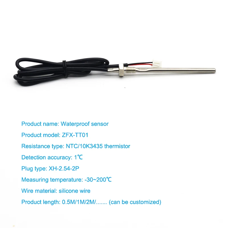 5K 10K 50K 100K 3435 3950 Resistor NTC Thermistor Temperature Sensor Waterproof Probe Wire 1M Customized(图3)