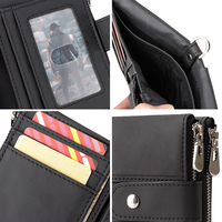 Dompet Kulit Asli Unisex Custom yang Laris Manis dengan Resleting, Tempat Kartu RFID Mewah, Dompet Rantai Biker Fashion