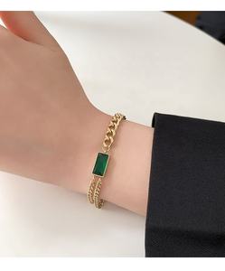 Set di gioielli da donna con orecchini a forma di bracciale con zirconi cubici taglio smeraldo Set di gioielli con pietre preziose quadrate geometriche colorate - Product Image 6