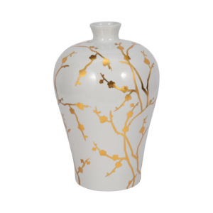 Vaso in ceramica moderno con design a rami dorati per decorazione del soggiorno - Product Image 3