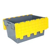 ढक्कन के साथ प्लास्टिक टोकरा कठिन भंडारण बिन पानी की सुविधा के लिए Nestable प्लास्टिक ठोस बॉक्स टोकरा परिवहन भंडारण 56L
