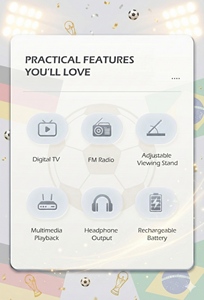 Televisor LED Inteligente Portátil de 15.4 Pulgadas con Android, Pantalla <span class=keywords><strong>HD</strong></span> 16:9, 300cd/m², Sintonizador DVB-T2 ATSC ISDB para <span class=keywords><strong>Ver</strong></span> Partidos de Fútbol en Vivo - Product Image 6