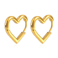 Boucles d'oreilles clips unisexes simples, tendance coréenne, délicates, en forme de cœur, en acier inoxydable, avec pierre naturelle électroplaquée, motif cœur de pêche