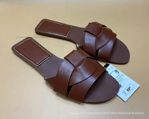 French High-End Women's Flat <b>Sandals</b> New Cross Strap Design Comfortable and Breathable for Summer Outdoor Wear - Product Image 6