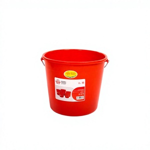 Pearl River Red 8L Round <b>Plastic</b> <b>Food</b> <b>Container</b> Bucket with Handles Portable and Modern Design - Product Image 1