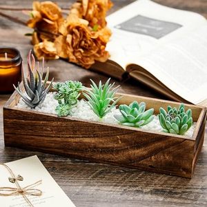 Wholesale 4 Set Modern Solid Wood Planter Box OEM ODM Custom Logo 12x4 Inch Rectangle Flexible Plastic <b>Liner</b> Home <b>Garden</b> Storage - Product Image 3