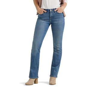 Jeans de Mujer Ultra Cómodos de Cintura Ultra Alta y Corte Bootcut, Pantalones de Mezclilla Elásticos y Transpirables con Diseño de Estampado de Lavado Claro Flex Motion - Product Image 1