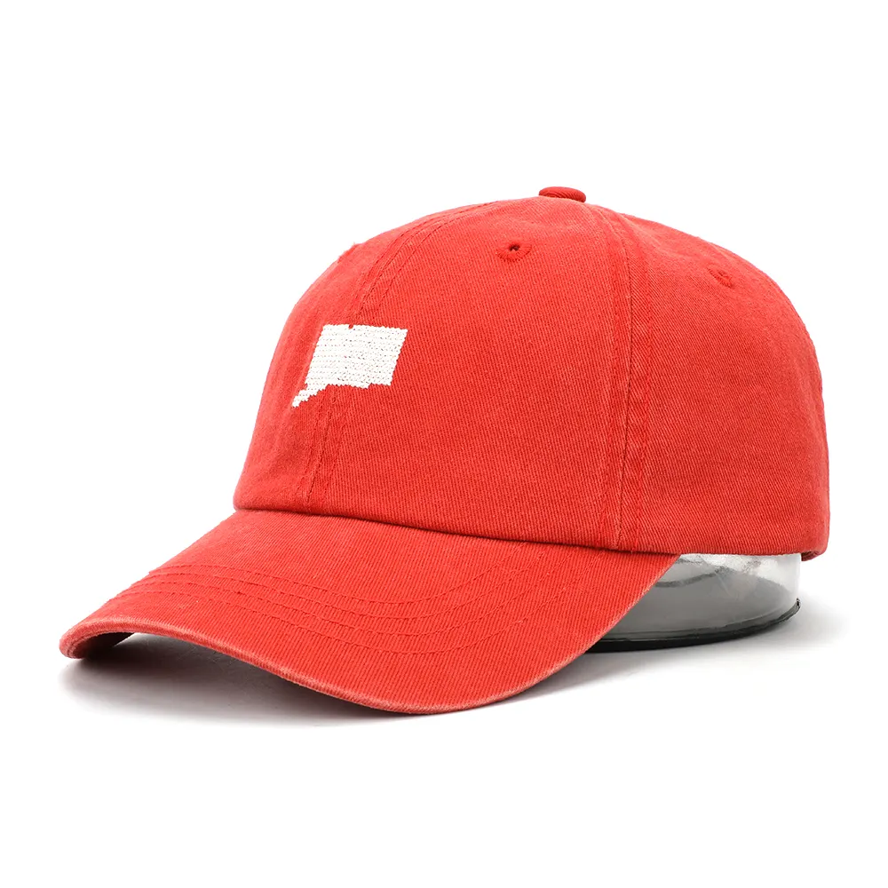 2021 New Custom 6 Panel Dad Hat Adult Cap Demin Red Baseball With Adjustable Strap Woven Logo