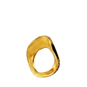 Creative Italian Jewelry Silver Ring Mod Chips Gold