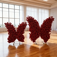 Fleurs artificielles personnalisées pour mariage, anniversaire, fournitures, cadre de fleurs en forme de papillon rouge, arche de fleurs en forme de cœur, décorations de fête, toile de fond