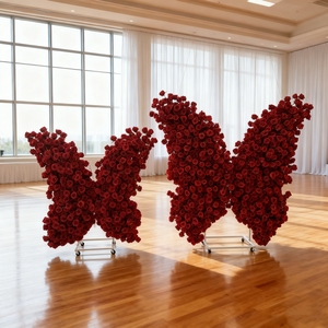 Fleurs artificielles personnalisées <span class=keywords><strong>pour</strong></span> mariage, <span class=keywords><strong>anniversaire</strong></span>, fournitures, cadre de fleurs en forme de papillon rouge, arche de fleurs en forme de cœur, décorations de fête, toile de fond - Product Image 2